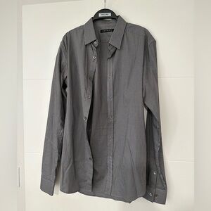Theory dark grey button up shirt